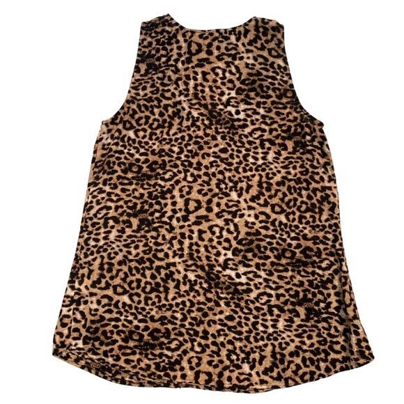 Daniel Rainn Leopard Sleeveless Blouse Small Cheetah Top Animal Print Tan Black - Picture 6 of 9